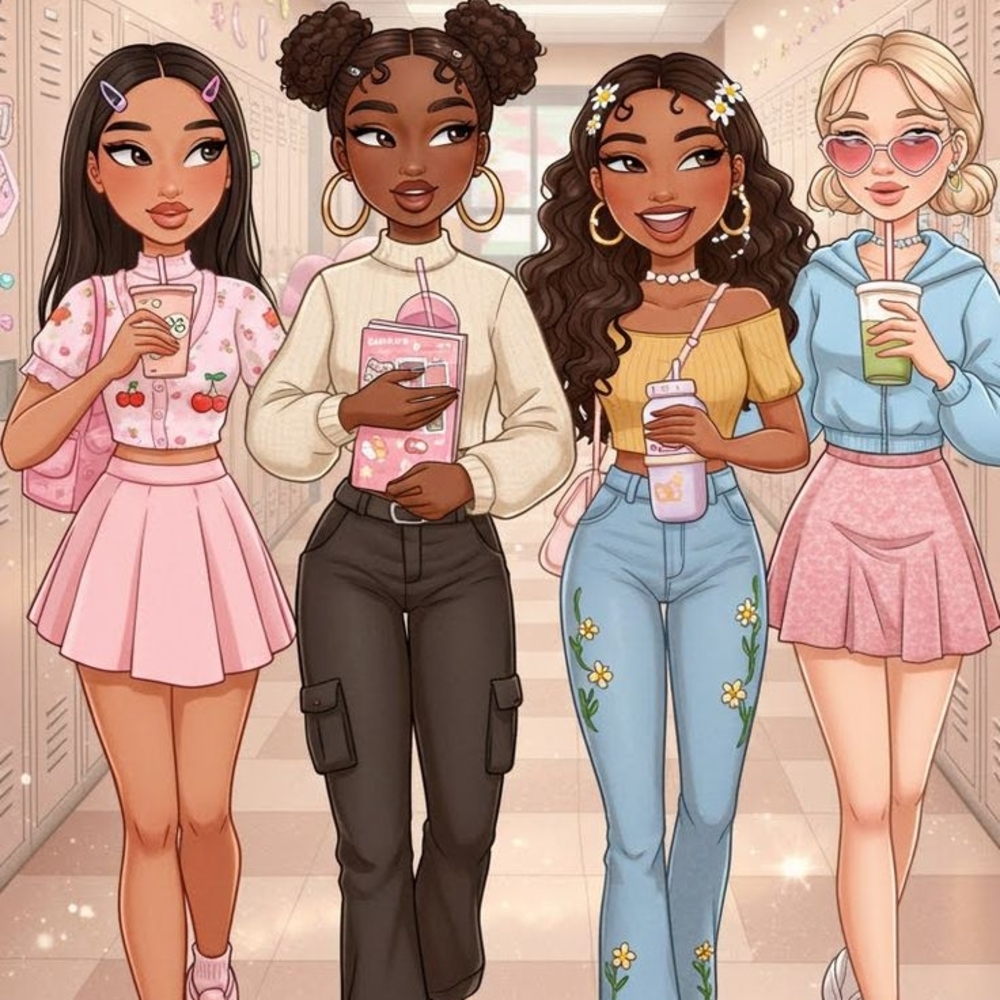 Victoria's Secret Fashion Illustration with Pink and Yellow Accents